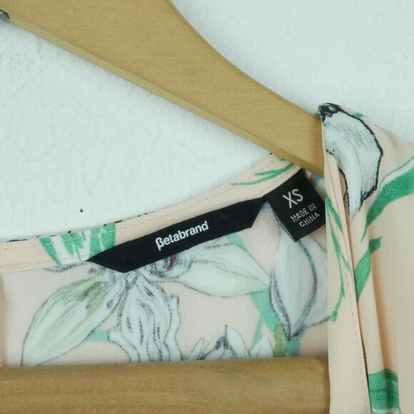 Betabrand XS Wrap Dress Flutter Sleeve Midi Pastel Feminine Floral Cottagecore - Picture 2 of 10